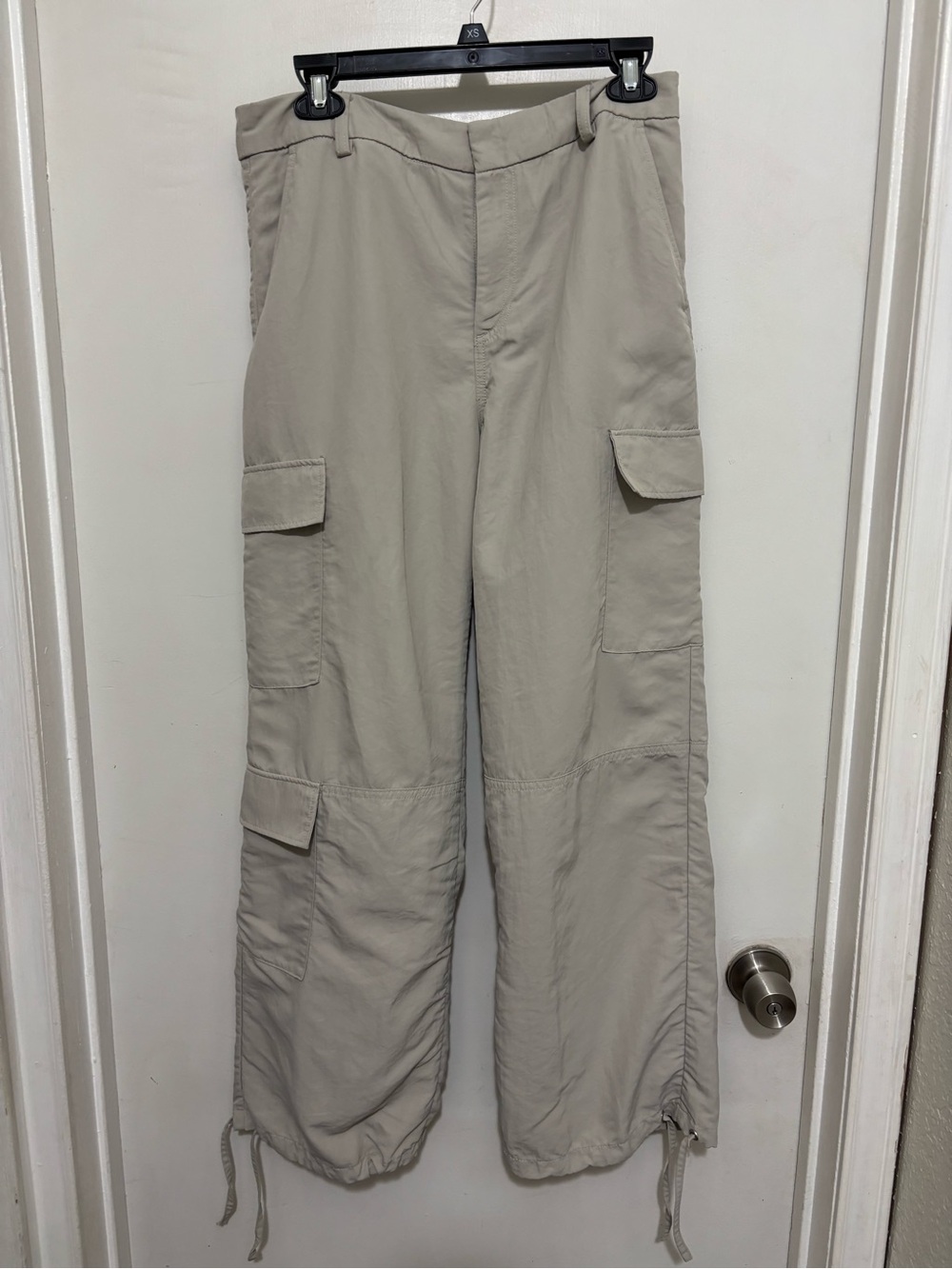 H&M Beige Cargo Pants with Drawstring Hems
